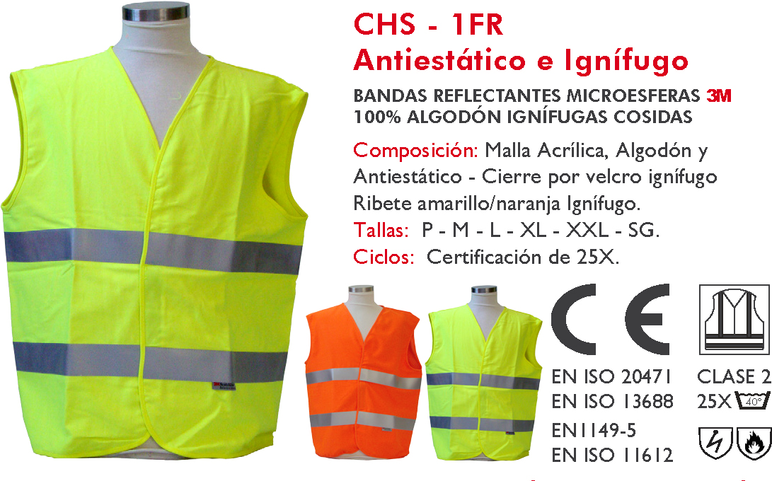 GILET A.V. IGNIFUGE ET ANTISTATIQUE CERTIFICAT EN-471 EN-531 EN-1149